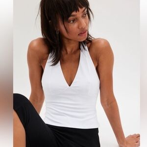 Free People Still Here White Halter Cami Top Size M White NEW